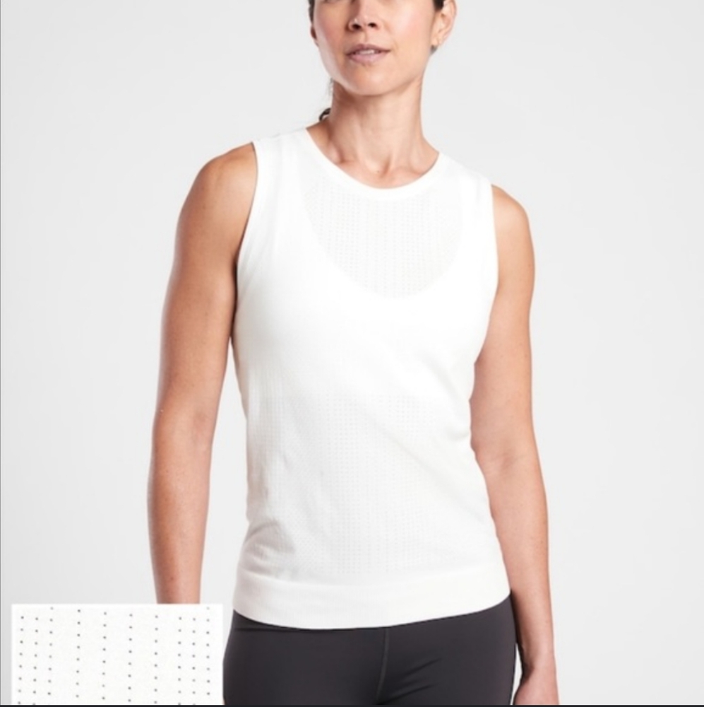 White Athleta In Motion Tank Workout Tank Top